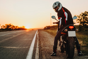 sitting on his bike