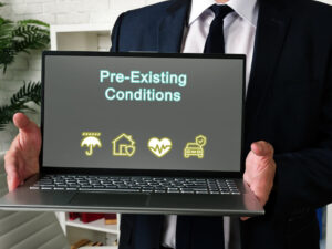 Financial concept meaning Pre-Existing Conditions with phrase on the page.