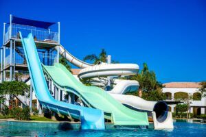 Water slides in the hotel's water park
